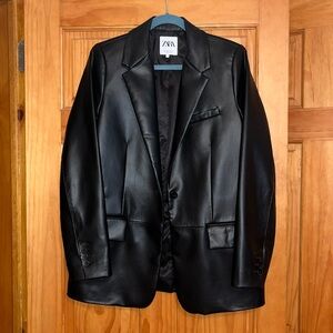 Zara Faux Leather Blazer